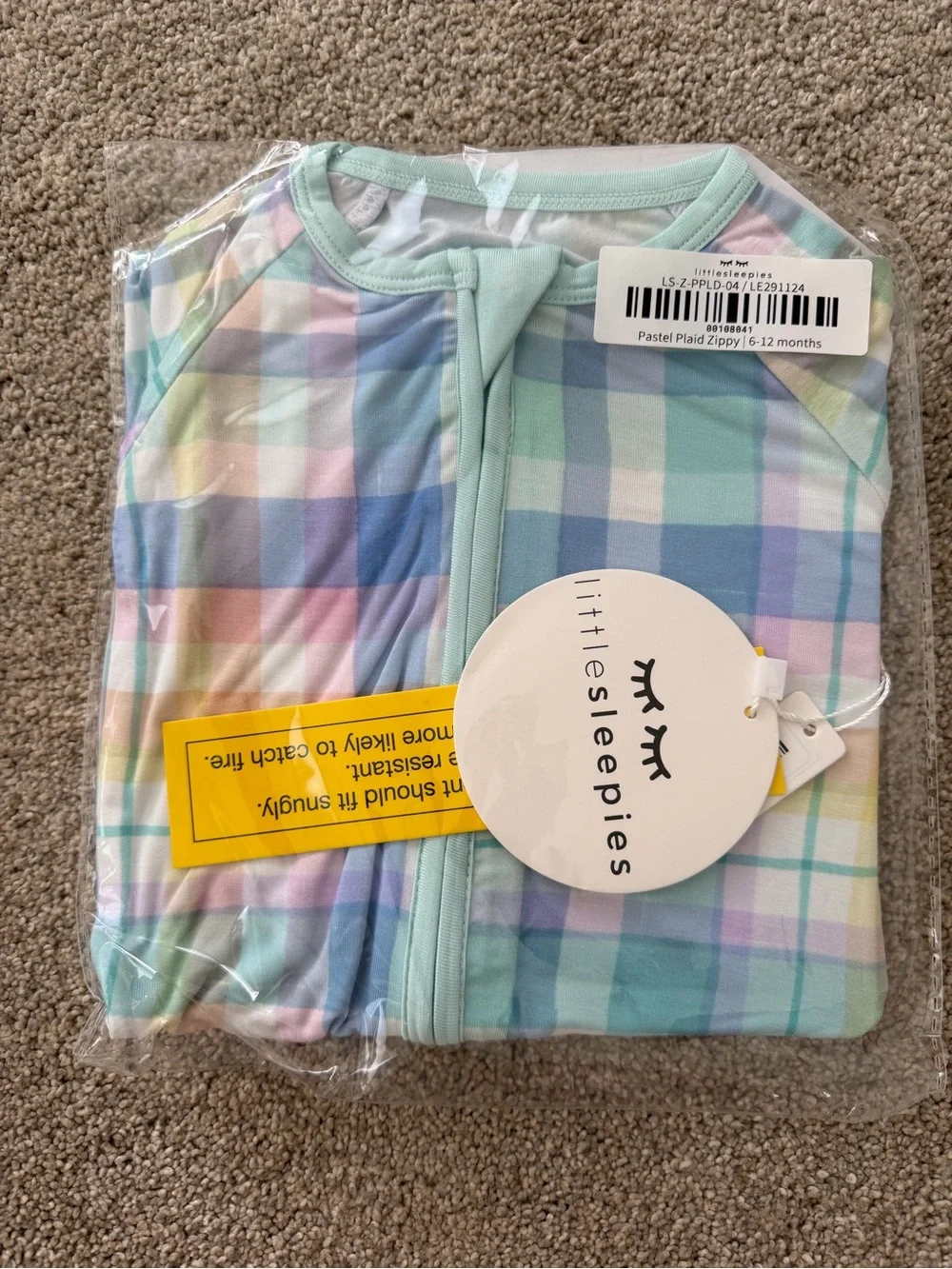 Little Sleepies Pastel Plaid Zippy Pajamas - Mint, Blue, Pink, Lavender